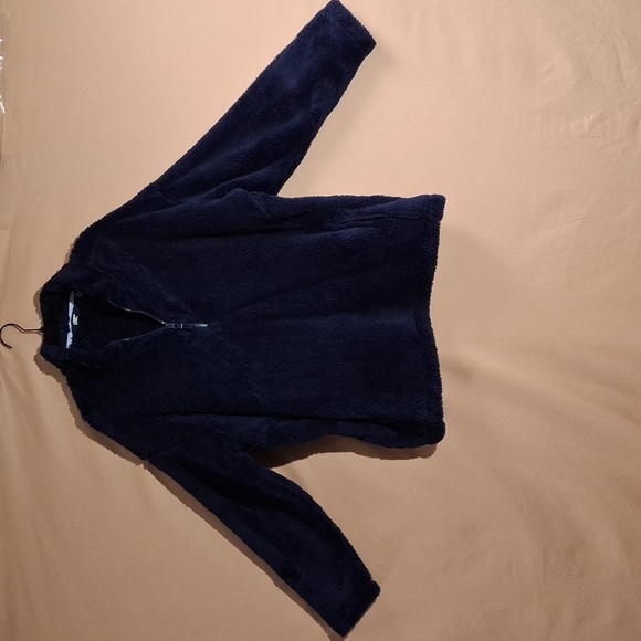 Lands' End Long Sleeve Cozy Hi-Pile Quarter Zip w/Pockets in Navy 1X 16W-18W - Picture 1 of 6